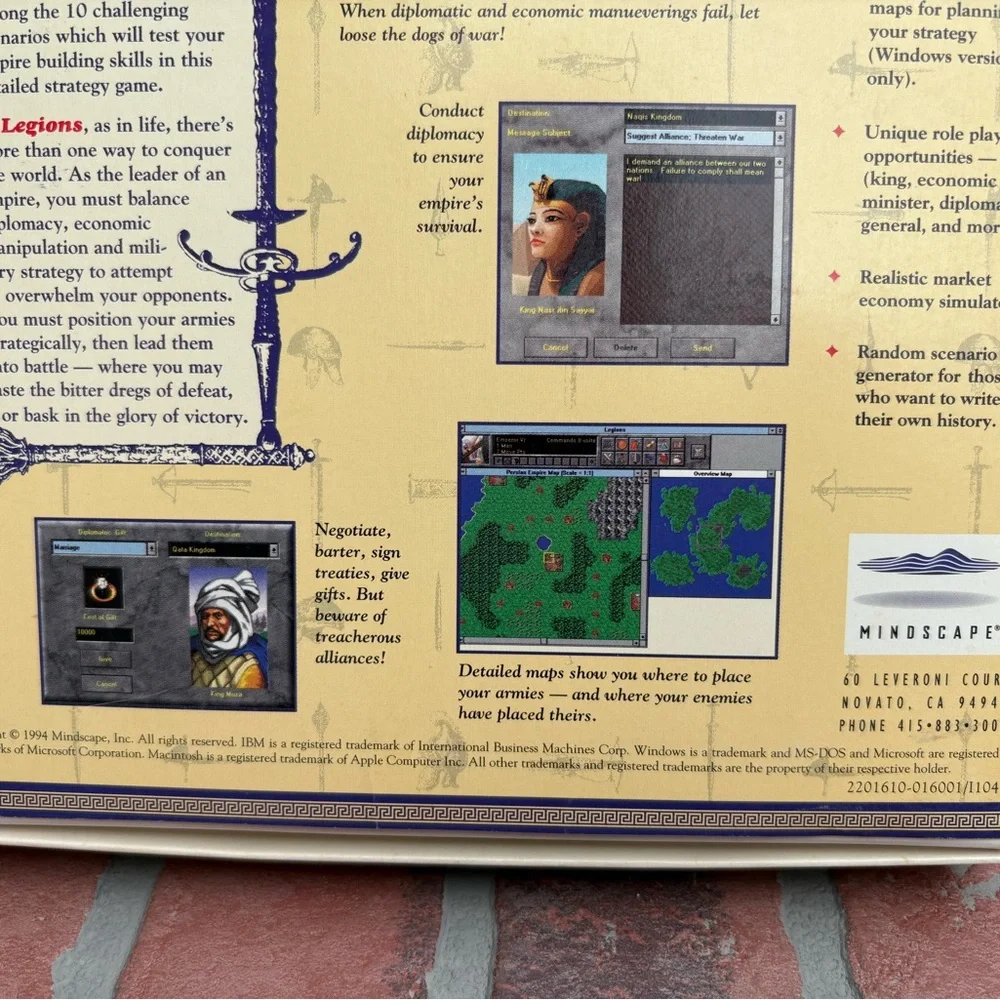 Legions Conquest and Diplomacy In The Ancient World PC Disk power struggle game!